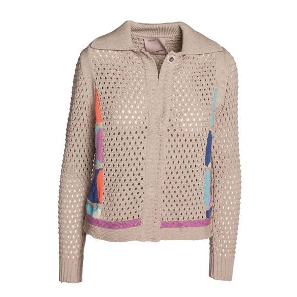 NEW ALDO MARTINS almond cardigan in beige/multi - Picture 3 of 5